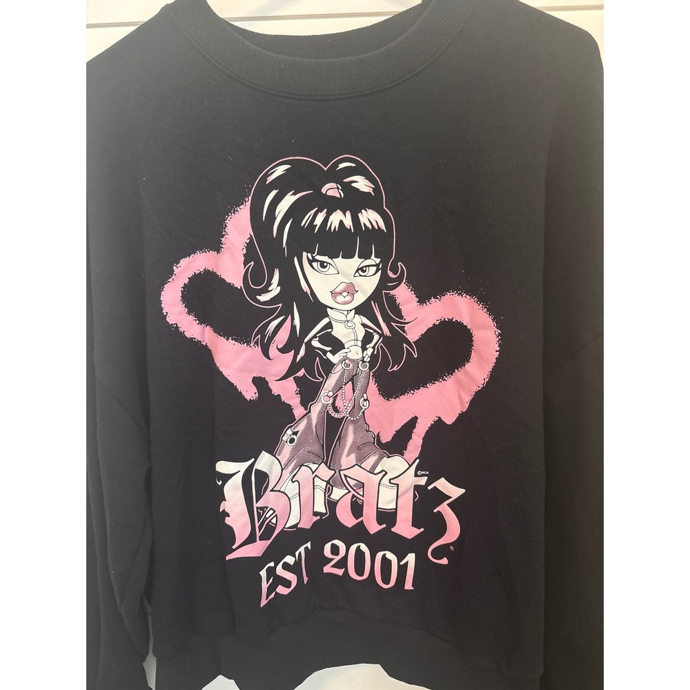 Vintage y2k Bratz Jade Graphic Sweatshirt Black Pink Est 2001 Baddie Large